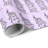 Papier Cadeau Statue de la Liberté NYC Noël Hanoukka violet (Coin rond)