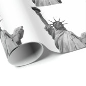 Papier Cadeau Statue noire et blanche de la Liberté (Coin rond)