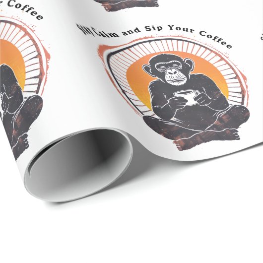 Papier Cadeau Stay Calm and Sip Your Coffee Design (Coin rond)