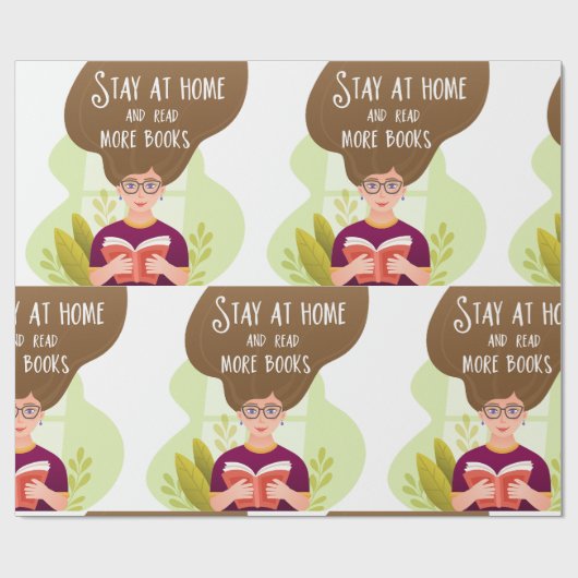 Papier Cadeau Stay Home Read More Books Book Lover (Plat)