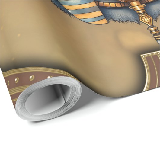 Papier Cadeau Steampunk Anubis Fox Portrait (Coin rond)