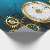 Papier Cadeau Steampunk Arrière - plan turquoise avec Gears (Coin)