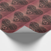 Papier Cadeau Steampunk Horloge OEuvres et Coeur d'engrenage (Coin)