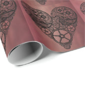 Papier Cadeau Steampunk Horloge OEuvres et Coeur d'engrenage (Coin rond)