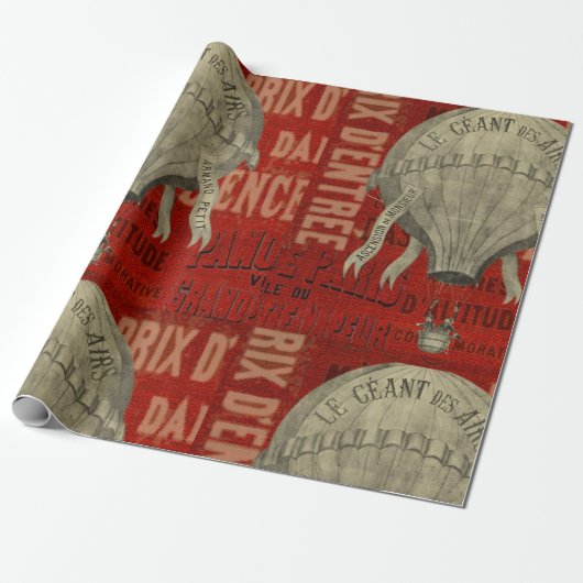 Papier Cadeau Steampunk Hot Air Ballon Ride Polices graphiques (Déroulé)