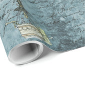 Papier Cadeau Steampunk Hot Air Balloon Dusk Blue écriture manus (Coin rond)