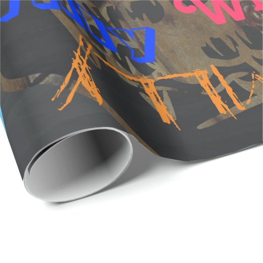 Papier Cadeau Steampunk Nom Collage 🎁 mot Extraordinaire Cloud (Coin rond)