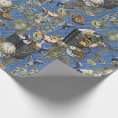 Papier Cadeau Steampunk on Blue Denim Wrapper Paper (Coin)