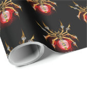 Papier Cadeau Steampunk spider on black (Coin rond)