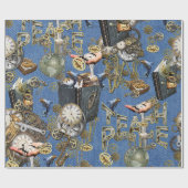 Papier Cadeau Steampunk sur Blue Denim (Plat)