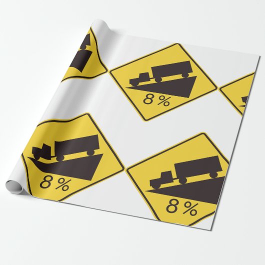 Papier Cadeau Steep Grade Traffic Sign Trucking Hauling Caution (Déroulé)
