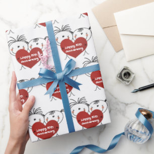 Papier Cadeau Stick Figure Couple 50e anniversaire