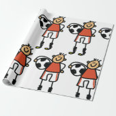 Papier Cadeau Stick Figure Soccer Boy Football Player (Déroulé)