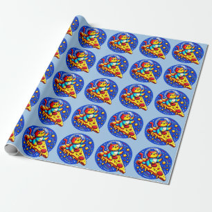 Papier Cadeau Sticker astronaute de chat cosmique - Pizza spatia