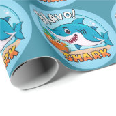 Papier Cadeau Sticker Bravo, Stickers Requin (Coin rond)