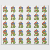 Papier Cadeau Sticker de grenouille clown drôle (Plat)