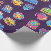 Papier Cadeau stickers et badges rétro tendance collection acide (Coin)