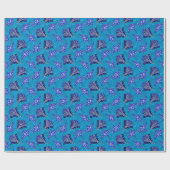Papier Cadeau Stingray Tribal Bleu Océan (Plat)