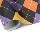 Papier Cadeau Stitch d'Halloween noir et orange (Coin rond)