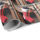 Papier Cadeau Stocker De Noël Rempli De Charbon (Coin rond)