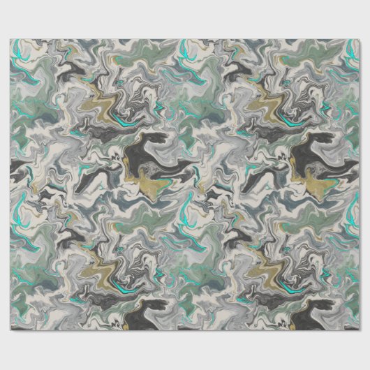 Papier Cadeau Stone Marbling with Turquoise Veins (Plat)