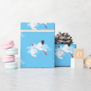 Papier Cadeau Stork and Baby Boy in Nuds