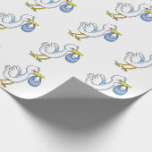 Papier Cadeau Stork Avec Bébé Garçon (Coin)