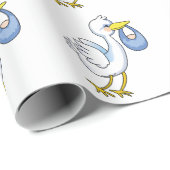 Papier Cadeau Stork Avec Bébé Garçon (Coin rond)