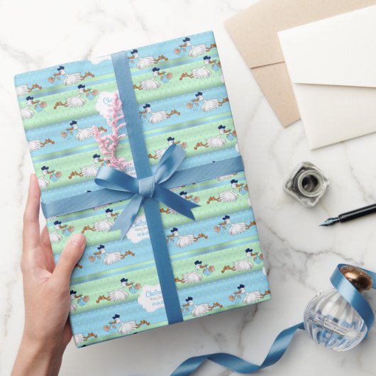 Papier Cadeau Stork avec un mignon petit bébé garçon (Cadeaux)