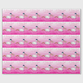 Papier Cadeau Stork avec une mignonne petite fille bébé (Plat)