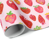 Papier Cadeau Strawberry Delight Pattern (Coin rond)