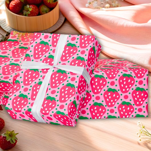 Papier Cadeau Strawberry First Birthday Celebration