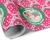 Papier Cadeau Strawberry First Birthday Celebration Photo (Coin rond)