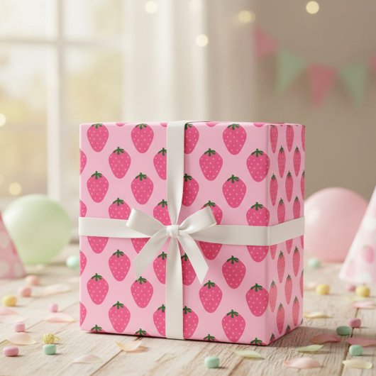 Papier Cadeau Strawberry gift wrap, cute gift wrap with fruit 