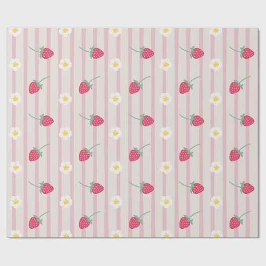 Papier Cadeau Strawberry PatternWrapping Paper (Plat)