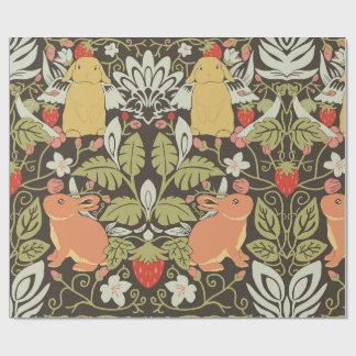 Papier Cadeau Strawberry thief Bunnies pattern