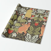 Papier Cadeau Strawberry thief Bunnies pattern (Déroulé)
