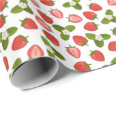 Papier Cadeau Strawberry Wrapping Paper - White (Coin rond)