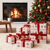 Papier Cadeau Stripe nordique de flocon de neige