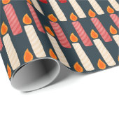 Papier Cadeau Striped Festive Candle Holiday Wrapping Paper (Coin rond)