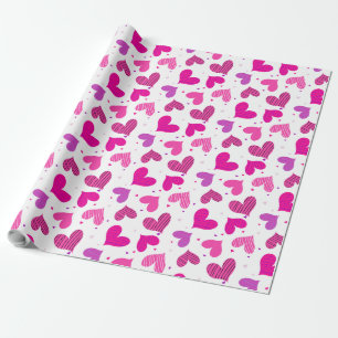 Papier Cadeau Striped Hearts Pink