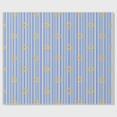 Papier Cadeau Striped Sapphire Blue Jewish Gold Star of David (Plat)