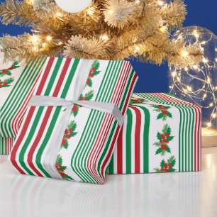 Papier Cadeau Stripes classiques avec Holly