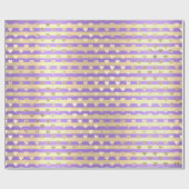 Papier Cadeau Stripes Lignes Coeurs Champaigne Gold Purple (Plat)