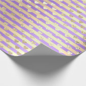 Papier Cadeau Stripes Lignes Coeurs Champaigne Gold Purple (Coin)