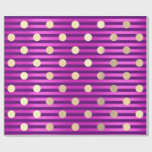 Papier Cadeau Stripes Line Fuchsia rose violet Pois or (Plat)