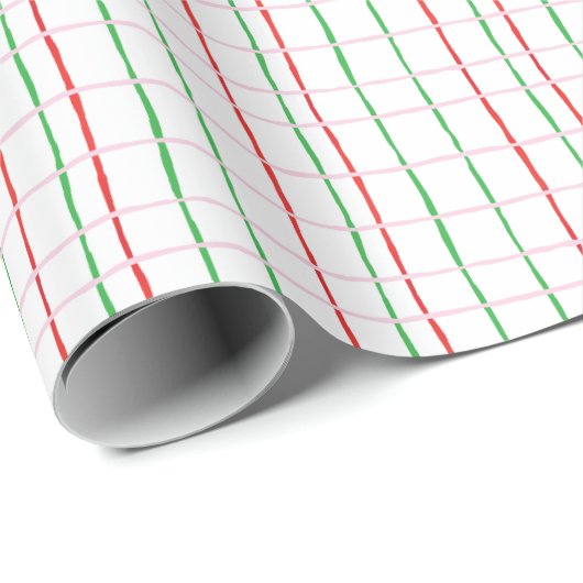 Papier Cadeau Stripes rouges et vertes de Noël (Coin rond)