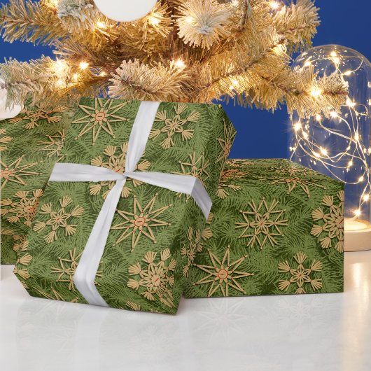 Papier Cadeau Strohsterne on Pine Tree (Vacances)
