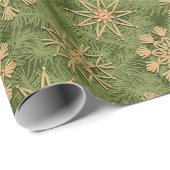 Papier Cadeau Strohsterne on Pine Tree (Coin rond)