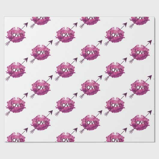 Papier Cadeau "Struck by Love" Cupid's Arrow Gift Wrap (Plat)